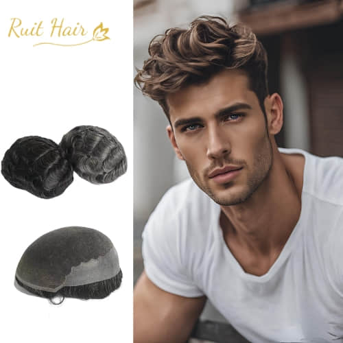 Q6 hair system-Swiss lace base with part PU 